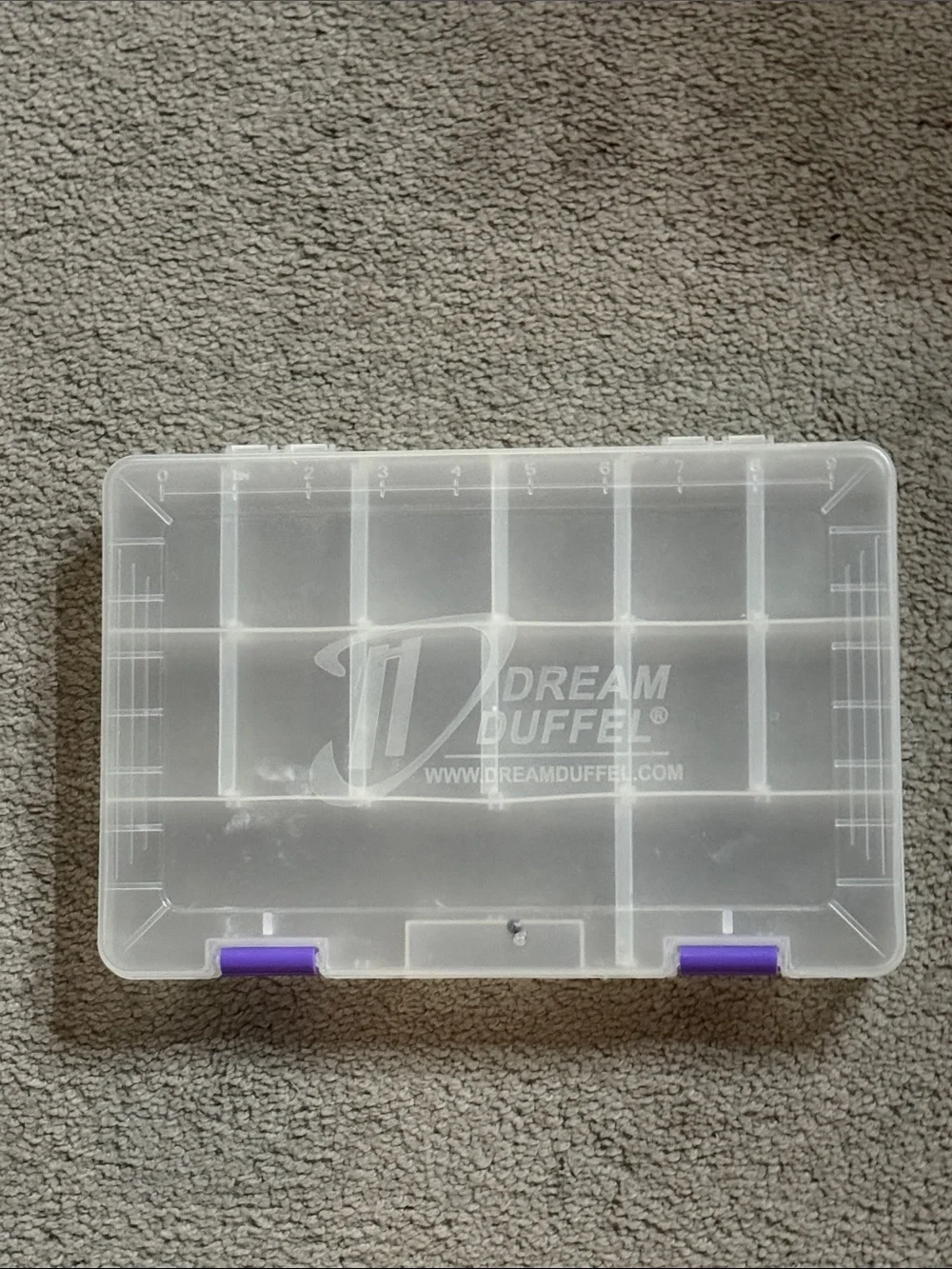 Dream Duffle Clear Plastic Storage Organizer Box with Purple Latches!